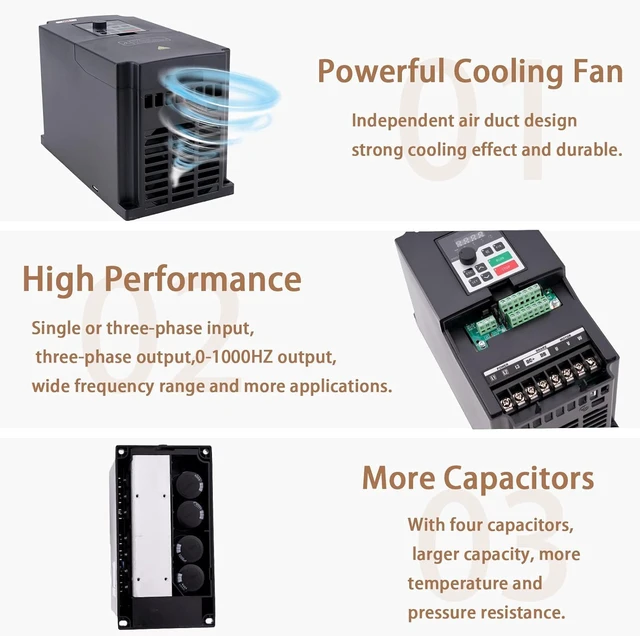 Alt view image 6 of 7 - 2.2KW 380V 3HP 5A AC VFD Converter Single to 3 Phase Inverter