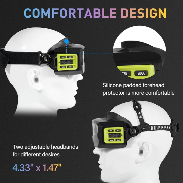 Alt view image 3 of 7 - SPOTLITE True Color Auto Darkening Welding Goggles Kit, Full Facepiece Protection Mask for Tig, Mig, Stick Plasma Cut, Neck & Shoulder Fireproof Cover Included (Spotlite)