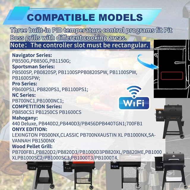 Alt view image 2 of 7 - WiFi PID Rectangle Control Board Replacement for Pit Boss Pellet Grills