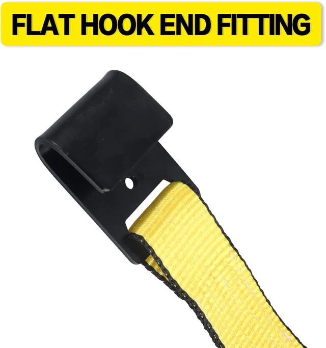 Alt view image 3 of 7 - Flat Hook Ratchet Straps-Tie Down Straps Heavy Duty-2 Inch x 27 Feet-Weather Resistant Strap -3,333 Pound Working Load Limit-for Flatbed, Truck, Trailers Pickup(4 Pack) Yellow