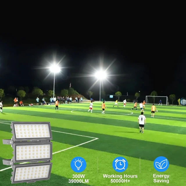 Alt view image 4 of 6 - LED Flood Light Outdoor, Led Stadium Lights Super Bright Security Lights 300W, 39000Lumen, Surge 6KV, IP67 Waterproof, 6500K Daylight White