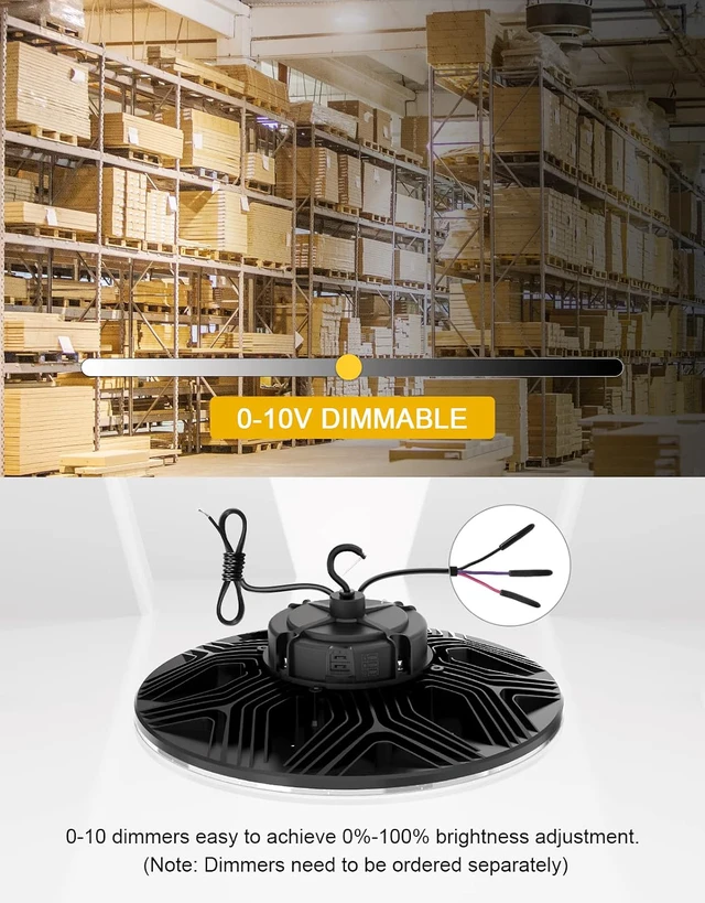 Alt view image 6 of 7 - UFO LED High Bay Light, 150W/100W/80W Adjustable, 3000K/4000K/5000K Adjustable, UL Listed 21000LM 0-10V Dimmable IP65 Waterproof High Bay Lights AC100-277V for Warehouse Factory