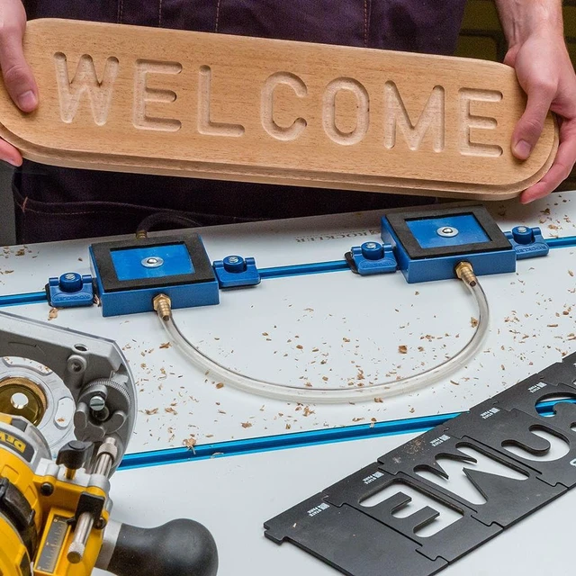 Alt view image 2 of 4 - Vacuum Clamp Pod Kit w/T Bolt, Fold Down Knobs, Vacuum Hose, Barbed Brass Fitting, & Vacuum Gasket CNC Clamps for CNC Projects, Routed Signs and Plaques