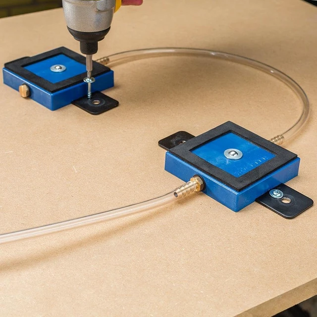 Alt view image 4 of 4 - Vacuum Clamp Pod Kit w/T Bolt, Fold Down Knobs, Vacuum Hose, Barbed Brass Fitting, & Vacuum Gasket CNC Clamps for CNC Projects, Routed Signs and Plaques