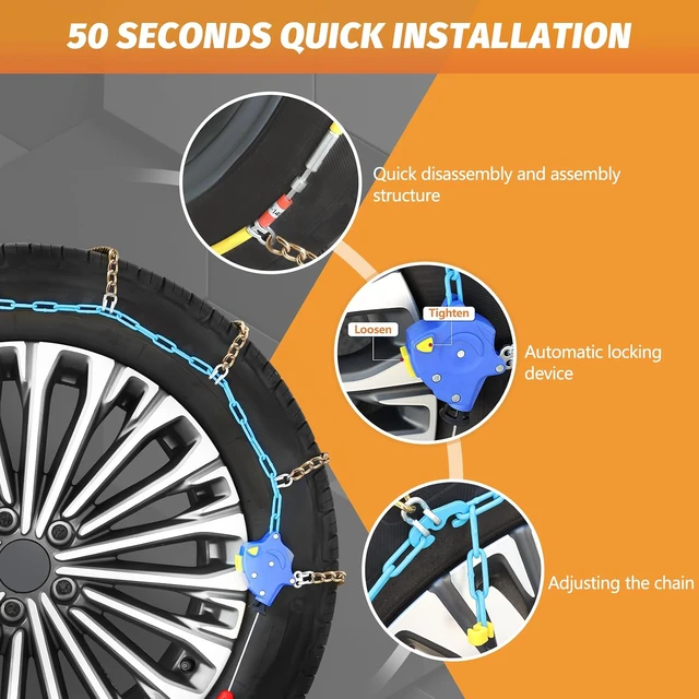 Alt view image 3 of 7 - Auto Lock Snow Tire Chains Enhanced Mn Steel, Fits 245-285