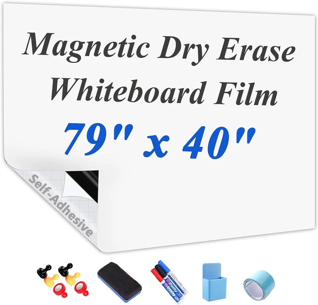 Main image of Self-Adhesive Magnetic Dry Erase Whiteboard Sticker, 79" x 40"