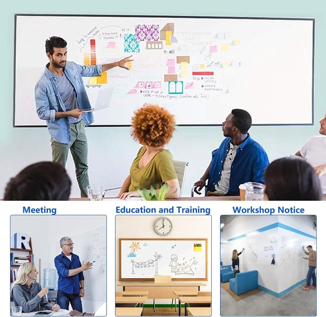 Alt view image 5 of 7 - Self-Adhesive Magnetic Dry Erase Whiteboard Sticker, 79" x 40"