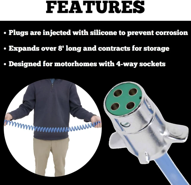 Alt view image 3 of 7 - 164 Flexo-Coil 4-Wire Power Cord with Plugs & Sockets Included