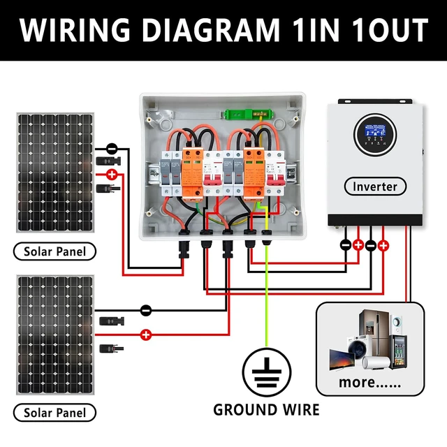 Alt view image 2 of 7 - DC500V 32A 2 Strings Solar Combiner Box 2-In-2-Out
