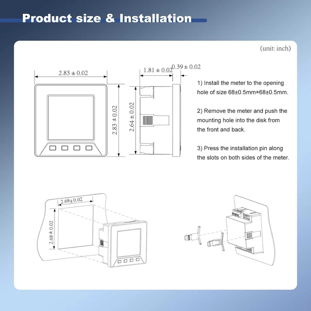 Alt view image 5 of 7 - 3 Phase Full Power Current Voltage Power Meter Intelligent Multi-Function Programmable Electric Power Meter Electricity Usage Monitor Digital Ammeter with RS485 & LCD Display (RS485+2DI+2DO)