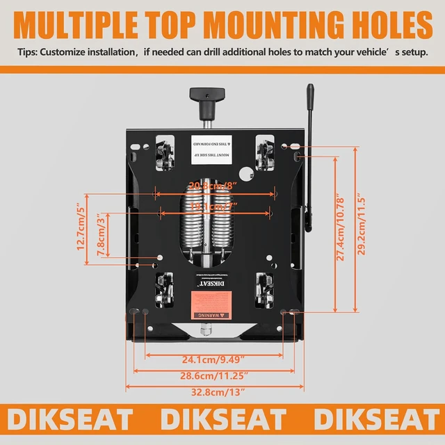 Alt view image 3 of 7 - Universal Seat Suspension Kit with Seat Sliding Rail, Low Profile Heavy-Duty for Zero Turn Lawn Mower Tractor, Skid Steer, Forklift, Bulldozer, Compatible with Most Zero Turn Mowers - 1 Year Warranty
