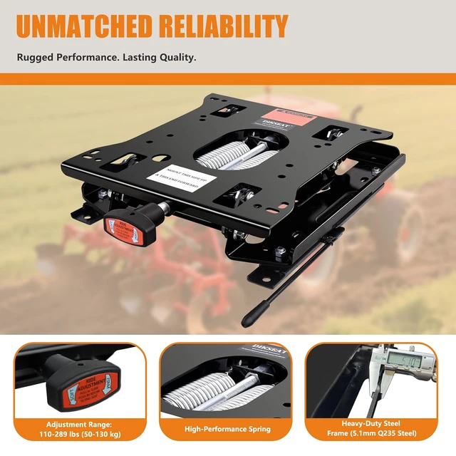 Alt view image 5 of 7 - Universal Seat Suspension Kit with Seat Sliding Rail, Low Profile Heavy-Duty for Zero Turn Lawn Mower Tractor, Skid Steer, Forklift, Bulldozer, Compatible with Most Zero Turn Mowers - 1 Year Warranty