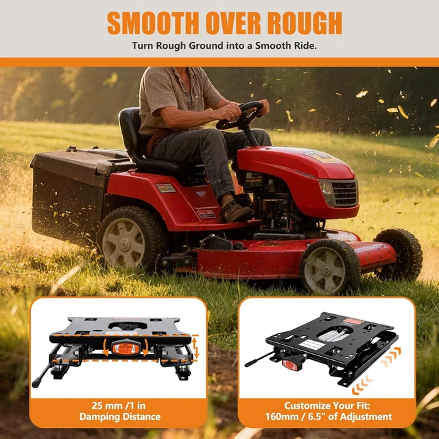 Alt view image 6 of 7 - Universal Seat Suspension Kit with Seat Sliding Rail, Low Profile Heavy-Duty for Zero Turn Lawn Mower Tractor, Skid Steer, Forklift, Bulldozer, Compatible with Most Zero Turn Mowers - 1 Year Warranty