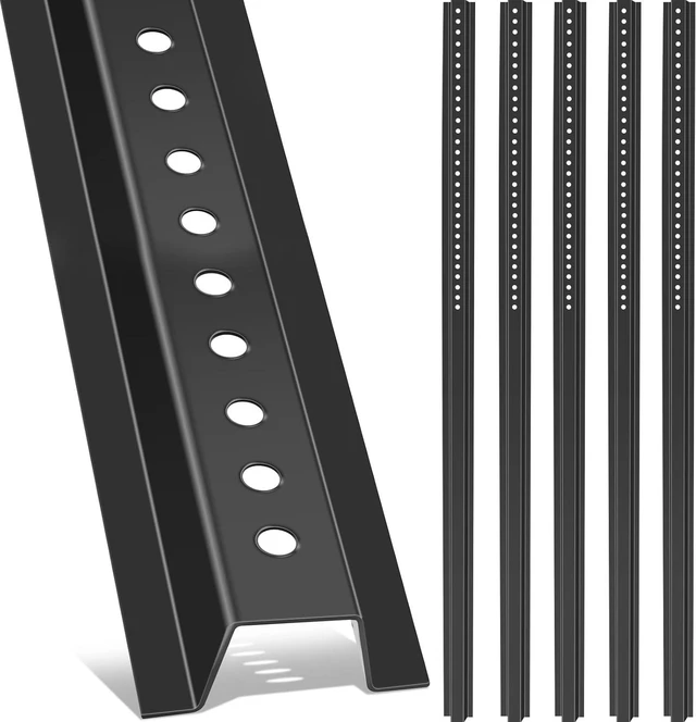 Main image of 6 Pack 4ft Black U Channel Sign Post Heavy Duty Steel with Enamel Coating, Pre-drilled Holes for Easy Mounting, for Parking Lots, Farms & Industrial Warning Signs, Fence Post