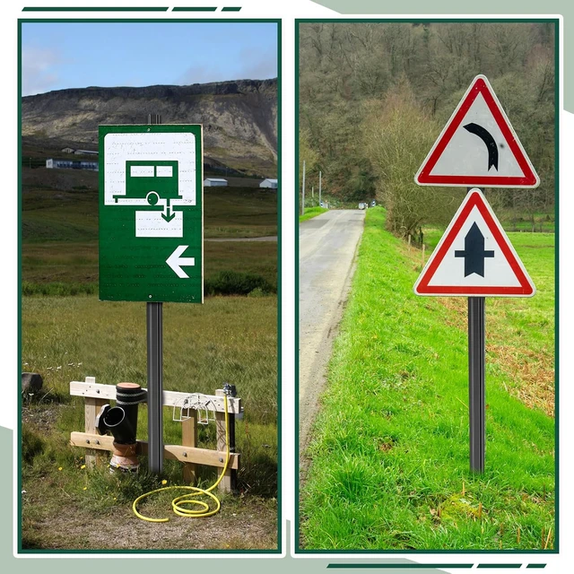 Alt view image 5 of 7 - 6 Pack 4ft Black U Channel Sign Post Heavy Duty Steel with Enamel Coating, Pre-drilled Holes for Easy Mounting, for Parking Lots, Farms & Industrial Warning Signs, Fence Post