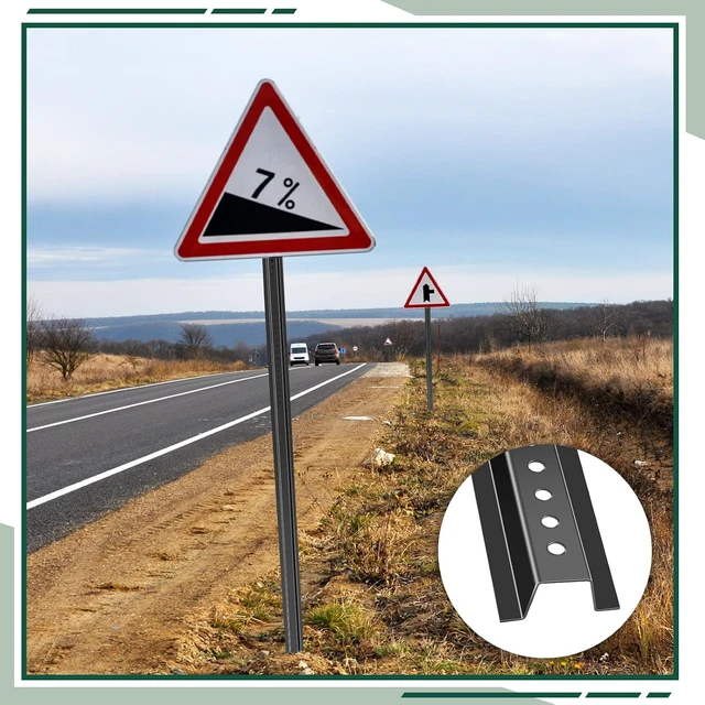 Alt view image 4 of 7 - 6 Pack 4ft Black U Channel Sign Post Heavy Duty Steel with Enamel Coating, Pre-drilled Holes for Easy Mounting, for Parking Lots, Farms & Industrial Warning Signs, Fence Post