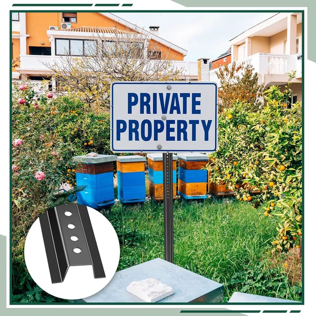 Alt view image 7 of 7 - 6 Pack 4ft Black U Channel Sign Post Heavy Duty Steel with Enamel Coating, Pre-drilled Holes for Easy Mounting, for Parking Lots, Farms & Industrial Warning Signs, Fence Post