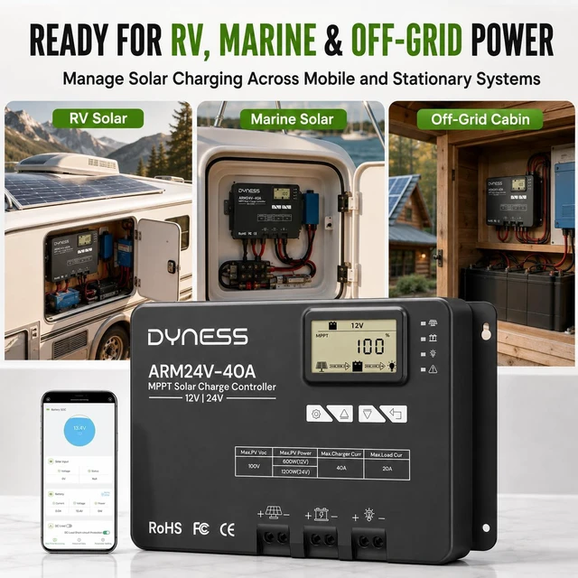 Alt view image 5 of 7 - MPPT Solar Charge Controller with Bluetooth APP Control 40A 12V/24V