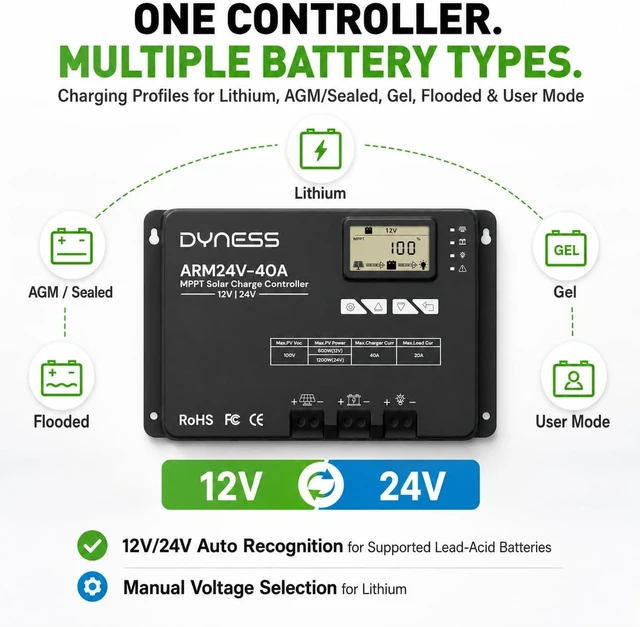 Alt view image 6 of 7 - MPPT Solar Charge Controller with Bluetooth APP Control 40A 12V/24V