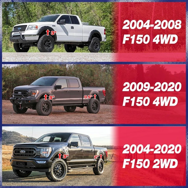 Alt view image 2 of 7 - KSP F150 Leveling Lift Kit 3" Front + 2" Rear Full Suspension Kit with Aluminum Lift Spacers, Lift Blocks & Steel Extended U Bolts for Ford F150 2004-2020 2WD/4WD