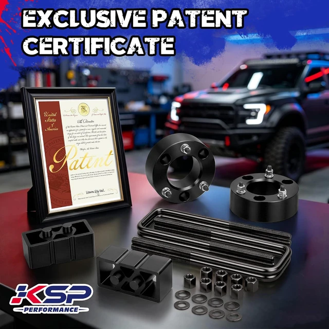 Alt view image 6 of 7 - KSP F150 Leveling Lift Kit 3" Front + 2" Rear Full Suspension Kit with Aluminum Lift Spacers, Lift Blocks & Steel Extended U Bolts for Ford F150 2004-2020 2WD/4WD