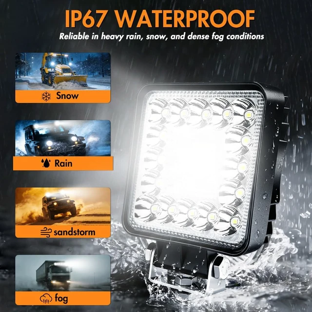 Alt view image 2 of 7 - LED Off Road Lights, 4 Inch 123W LED Work Lights, 12V 24V 10000lm LED Tractor Lights for Truck Car Motorcycle Boat RV SUV UTV ATV Snowplow (20PCS)