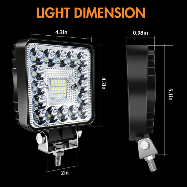 Alt view image 3 of 7 - LED Off Road Lights, 4 Inch 123W LED Work Lights, 12V 24V 10000lm LED Tractor Lights for Truck Car Motorcycle Boat RV SUV UTV ATV Snowplow (20PCS)