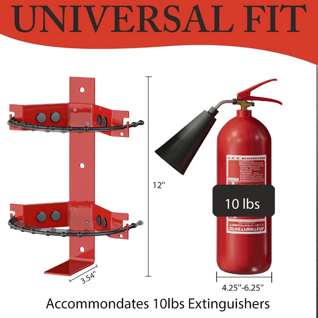 Alt view image 3 of 6 - 4-Pack Universal Fire Extinguisher Mount Bracket, 10 lb Extinguishers