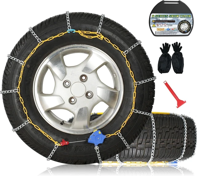 Main image of Auto Fixing Snow Chains, 2 x 12 mm, 30s Quick Installation of Tire Chains with Automatic Tensioner, Universal Emergency Tire Traction Chain for Cars, Pickups, and SUVs (HLN 150)