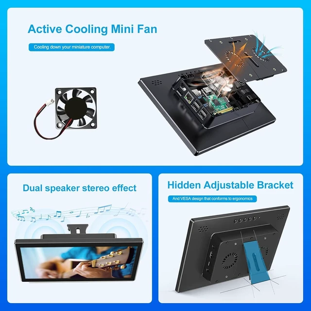 Alt view image 4 of 7 - 10.1 Touchscreen Monitor for Raspberry Pi,1920 * 1200,HDMI USB-C(dark)