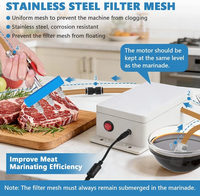 Alt view image 5 of 7 - Electric Meat Injector Gun Pump with Hose, 50W Marinade Syringe