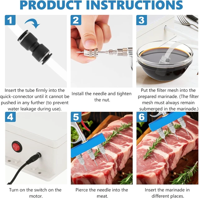 Alt view image 6 of 7 - Electric Meat Injector Gun Pump with Hose, 50W Marinade Syringe