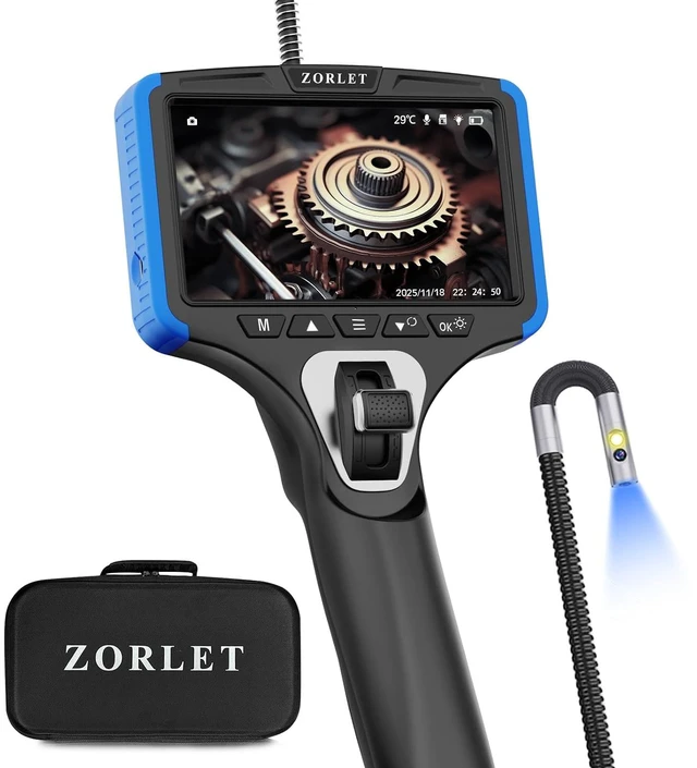 Main image of Dual Lens Two-Way Articulating Borescope Camera with Light, 5" Inspection Camera Endoscope, 0.25in Slim Probe, Waterproof 5.0FT Snake Camera for Automotive, Mechanics & Engine Inspection
