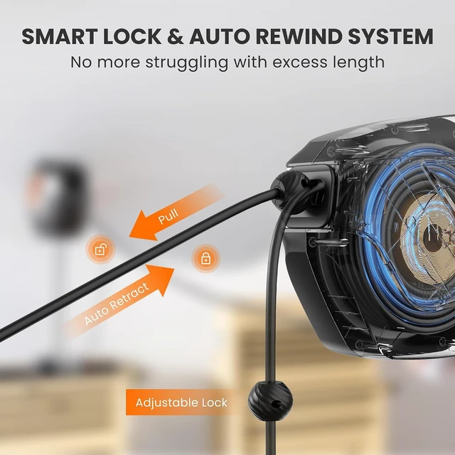 Main image of Retractable Extension Cord Reel 50FT 12 Gauge SJTOW