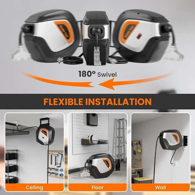 Alt view image 2 of 5 - Retractable Extension Cord Reel 50FT 12 Gauge SJTOW