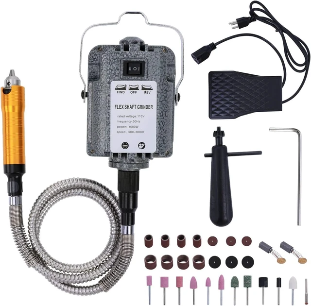 Main image of 1000W 30000RPM Electric Flex Shaft Rotary Tool Foot Pedal Control Flex Shaft Hanging Grinder Carver Can Forward-Reverse Rotation, Multi-function Kit with Accessories for Carve-Buffing Diy Craft work