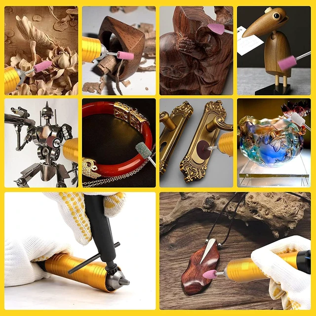 Alt view image 7 of 7 - 1000W 30000RPM Electric Flex Shaft Rotary Tool Foot Pedal Control Flex Shaft Hanging Grinder Carver Can Forward-Reverse Rotation, Multi-function Kit with Accessories for Carve-Buffing Diy Craft work