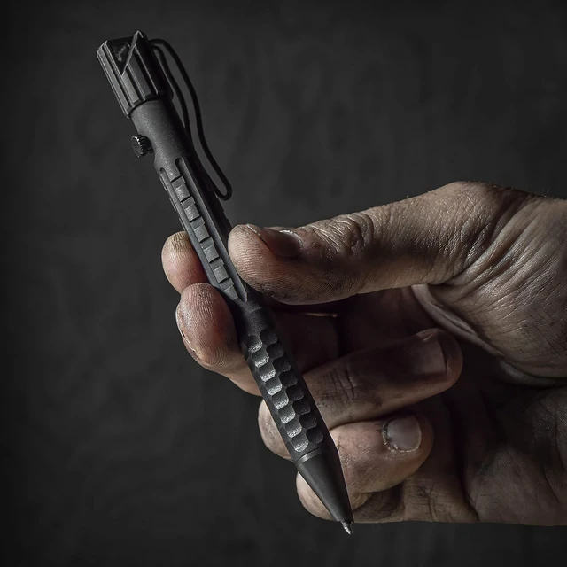 Alt view image 7 of 7 - All-Weather Readiness Metal Tactical Pen, Bolt-Action Clicker, Glass Breaking Tip, Black Ink, Made in the USA (No. AO50)