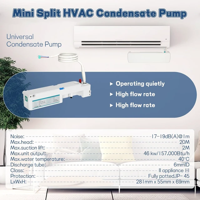 Alt view image 2 of 7 - Mini Split Condensate Pump, Highly Efficient and Silent Operation