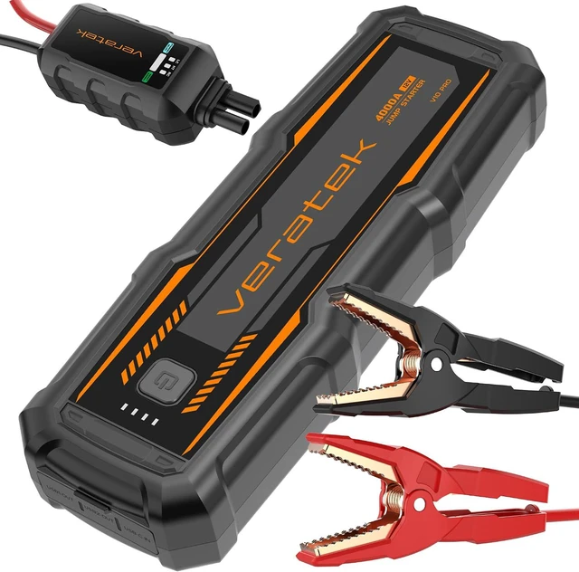 Main image of ReelCharge - V10 Pro 4000A Car Battery Jump Starter Portable (10.0L Gas & 8.0L Diesel) 12V Lithium Battery Booster Pack with SmartCharge Safety, Jumper Cables, 24000mAh Power Bank, Jump Box