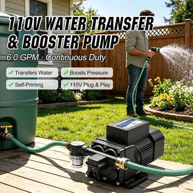 Alt view image 4 of 7 - 110V Brushless Water Booster Transfer Pump, 6.0 GPM 55 PSI
