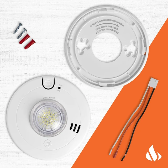 Alt view image 3 of 6 - Hardwire Smoke Alarm with 10-Year Battery Backup & LED Light