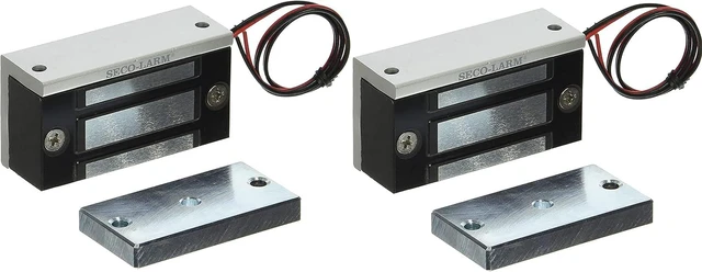 Main image of E-941SA-80Q Single Door Mini Mag-Lock (Pack of 2), Holding Force up to 110 lb, Waterproof, Detachable Mounting Bracket, MOV Surge Protection, Anodized Aluminum Housing, 12 to 24 VDC