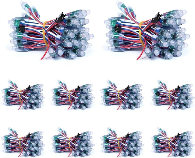 Main image of 500pcs/Set DC12V 12MM WS2811 RGB Pixels Digital Individually Addressable Diffused Round LED String Lights Waterproof Full Color for Christmas Billboard House Halloween
