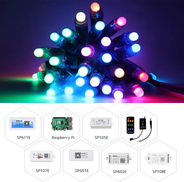 Alt view image 6 of 7 - 500pcs/Set DC12V 12MM WS2811 RGB Pixels Digital Individually Addressable Diffused Round LED String Lights Waterproof Full Color for Christmas Billboard House Halloween