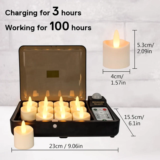 Alt view image 3 of 7 - Rechargeable Waterproof LED Tea Lights with Remote Timer & Charging Base