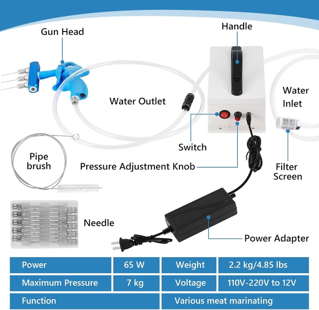 Alt view image 6 of 7 - Electric Meat Injector Gun Pump with Hose, Adjustable Pressure