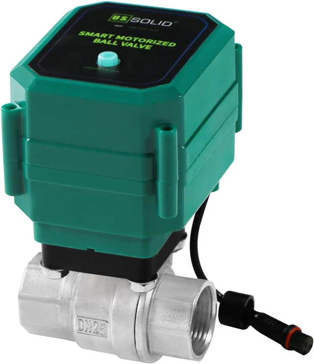 Alt view image 2 of 7 - 1" Smart Motorized Ball Valve - Remote App Mobile Control NSF Certified 304SS Electrical Ball Valve with Manual Switch, 5V DC USB Connection