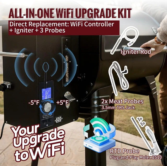 Alt view image 7 of 7 - Smart WiFi PID Controller Kit for Camp Chef Gen 2 Retro Fit Grills