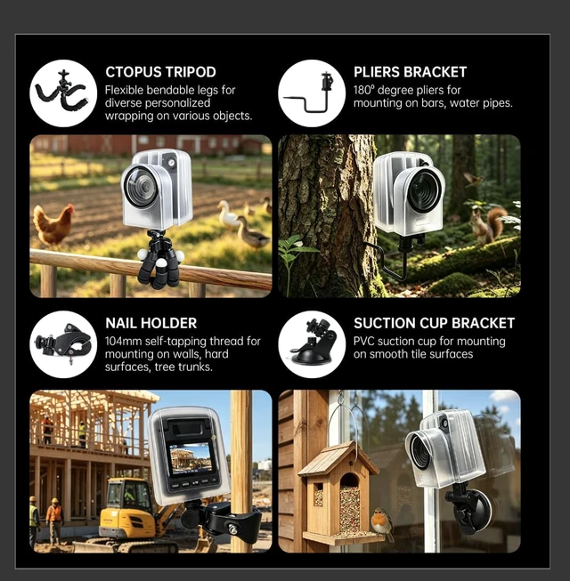 Alt view image 7 of 7 - 2026 Upgraded 4K Time Lapse Camera Outdoor Construction Plant Weather Life, Manual Focus, IP66 Waterproof, 6 Month Battery Life, 32GB TF Card Included